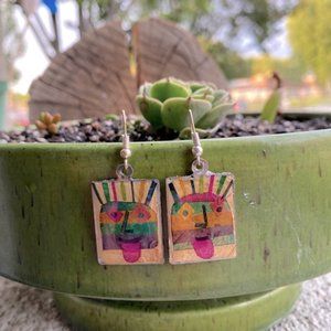 Handmade earrings petals and dry leaves